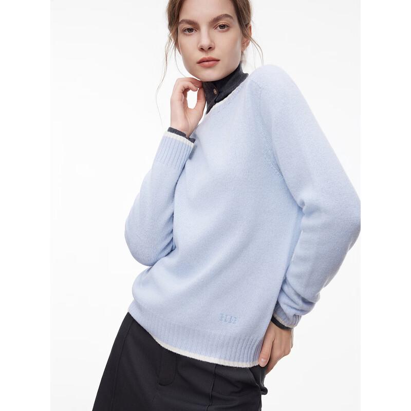 ELLE Women s Contrast Round Neck Lambswool Sweater M 4300₽
