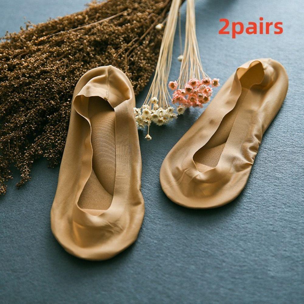 2 Pairs Foot Massage Ice Silk Socks Orthopedic Pad Invisible Sock Comfortable Summer Socks  Women