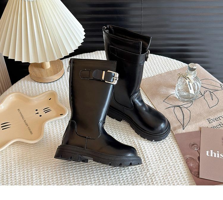 

New Platform Girl s Long Boots Back Zippers Children s High Top Boots Thick Heels Winter Shoes for Princess Uniform Shoes I10164 26 чорний