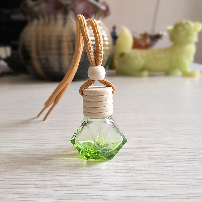 Colorful Diamond Car Perfume Pendant - Empty Glass Bottle Aroma Diffuser