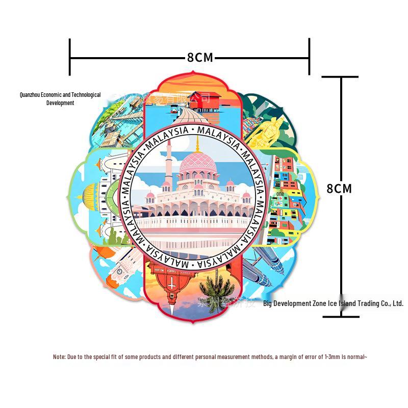

Southeast Asian Country Rotating Fridge Stickers: Thailand & Malaysia Decorative Magnetic Souvenir