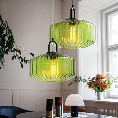 Retro Glass Pendant Light LED E27 Vintage Chandelier For Village Loft Bedroom Restaurant Indoor Hanging Lamp Home Decor Fixture