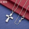 925 Sterling Silver AAA Zircon Cross Pendant Necklace Fashion Jewelry