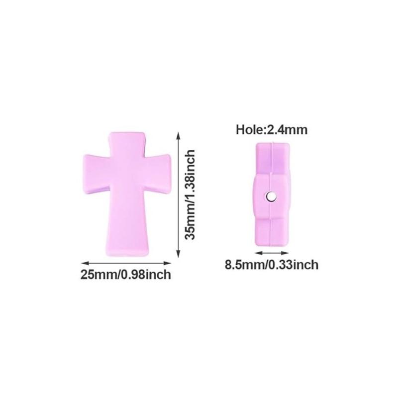 12Pcs Silicone Crosses Shaped Beads Leopard Colorful Print Loose Silicone Beads for Adult Necklaces Jewelry Making