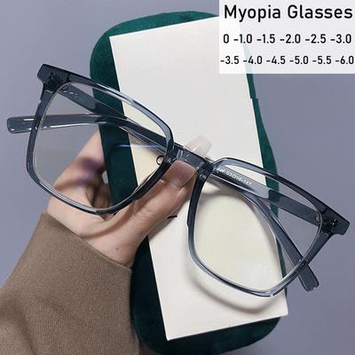 Finished Myopia Glasses for Women Men Square Optical Shortsighted Eyeglasses Student Computer Prescription Minus Eyewear Diopter