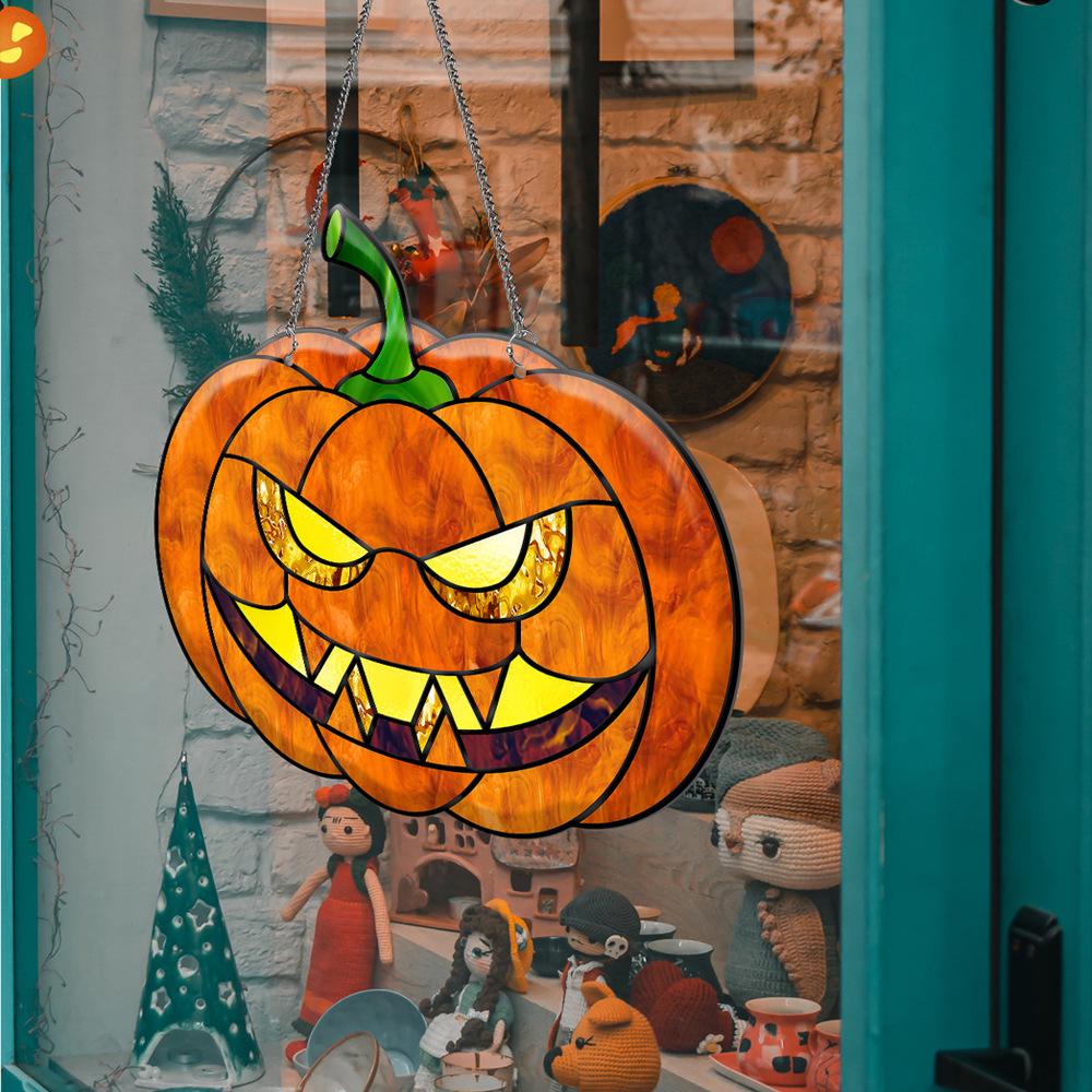 TYU100-109 Calabaza de Halloween Murciélago Cadena de Hierro Adorno Colgante para Decoración de Ventana o Porche