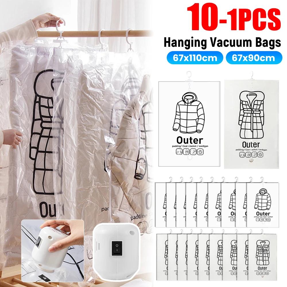Hanging Vacuum Bag Clothes Organizer Bag Dustproof Clothes Vacuum Storage Bags Wardrobe Quilt  Compression Empty Pump Bags