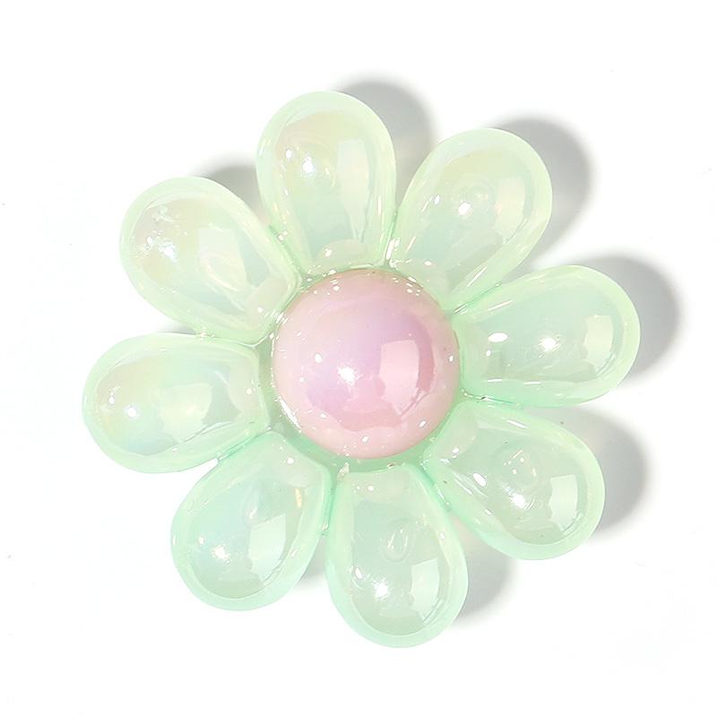 5Pcs/Lot Acrylic Beads Clear Plated Candy Color Cartoon Flower 3.3mm Large Hole Beads Diy Jewelry Bracelet Necklace Accessories