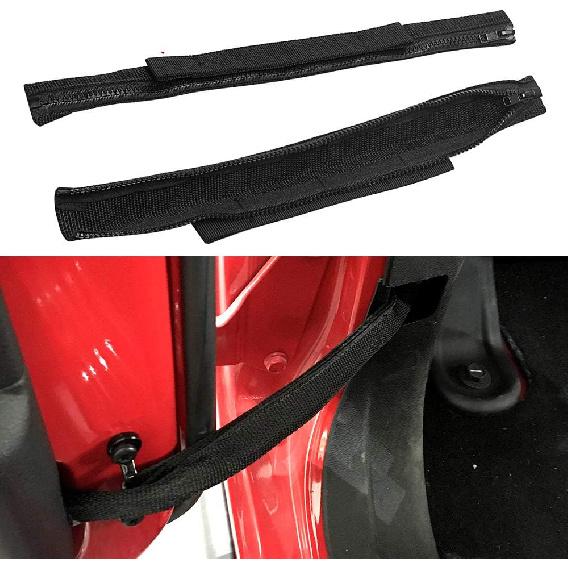 VOFONO 2 Pcs Updated Heavy Duty Strong Adjustable Door Limiting Check Strap with Zipper Fit for 2000 To 2018 Jeep Wrangler Tj Jk Jl Black