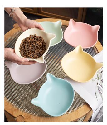 1pc Cat Bowl Ceramic Canned Plate Dish Cat Food Bowl Rice Bowl Anti Knock Cat Drinking Bowl Dog Bowl Food Bowl