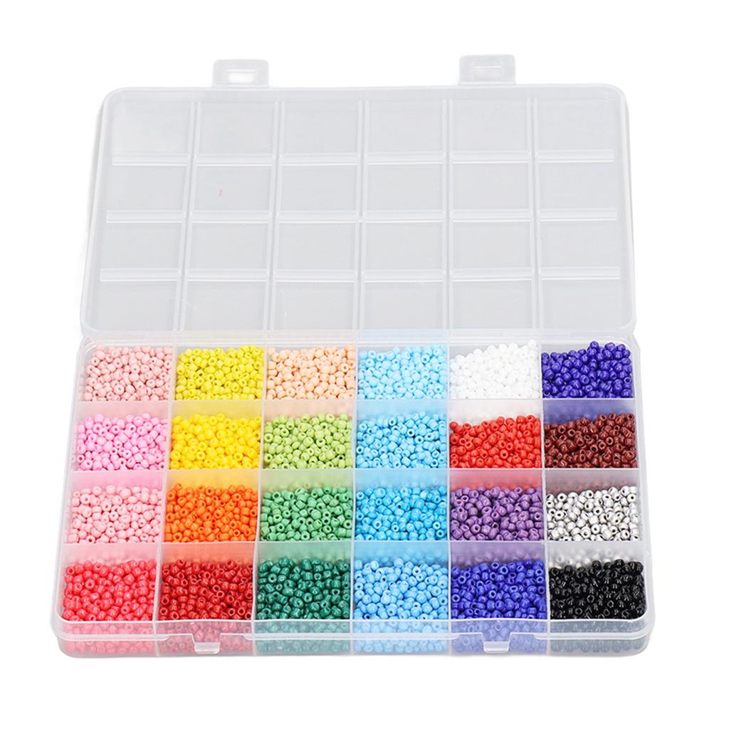 Bracelet Beads 24 Grids 2mm Vivid Colors Durable Glass Wide Application Jewelry Beads for Bracelet Earrings Necklaces