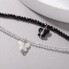 Black and white butterfly bead necklace