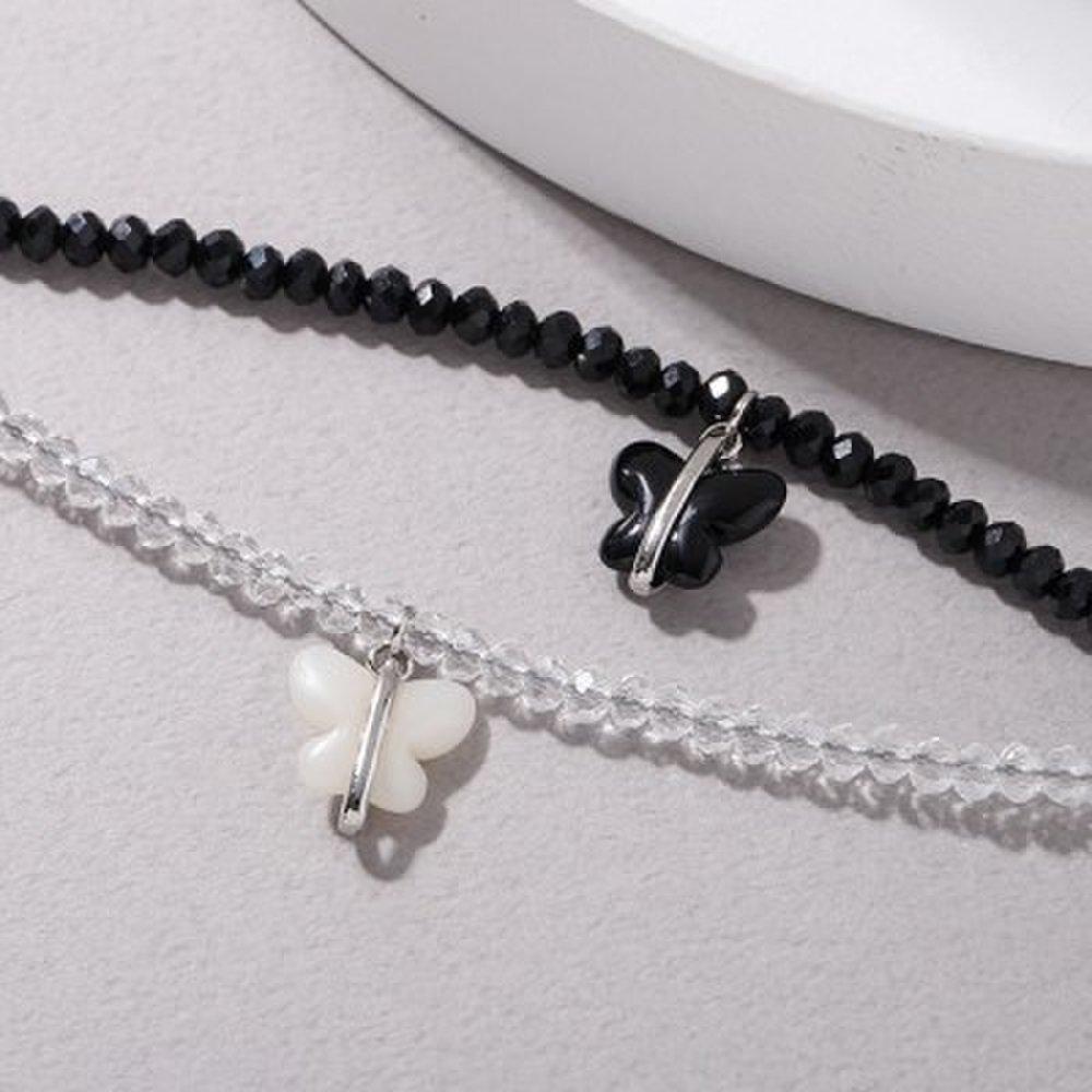 Black and white butterfly bead necklace