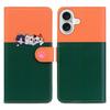 Cartoon Pet Series for iPhone 16 Plus Wallet Phone Case Splicing Leather Flip Cover