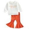 Age Sweatshirt Pumpkin Letters Print Pullover Top Halloween Outfits Two-Piece Clothes