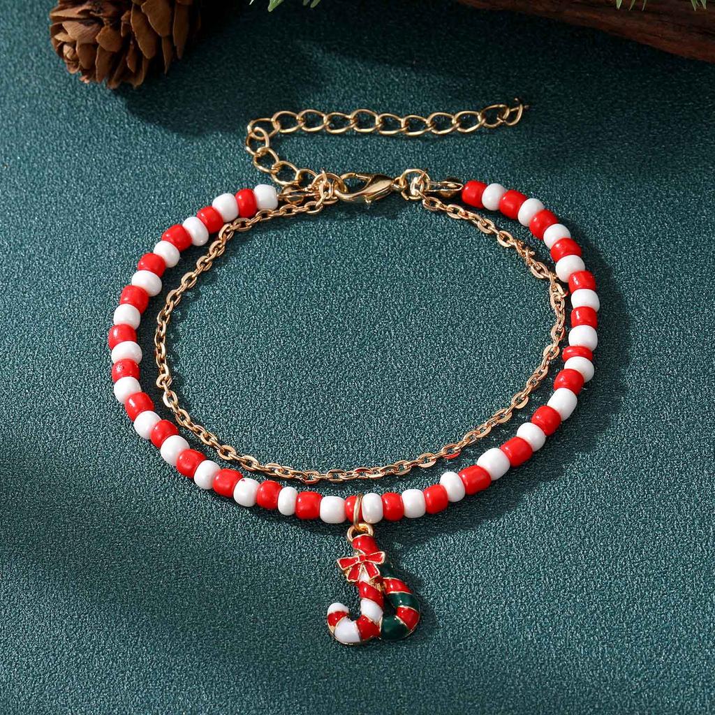 2022 Gelang Krismas Gadis Klasik Korea Mudah Baru Gelang Loket Gula-gula Lelaki Salji Reka Bentuk Lapisan Dua Gelang Hadiah Pasangan Pesona Indah