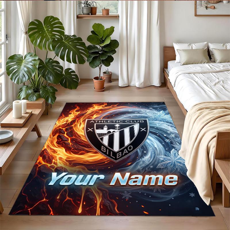 Crystal Velvet Rug Custom Name Text, Soft Non Slip Floor Mat Home DecorAthletic Bilbao FC