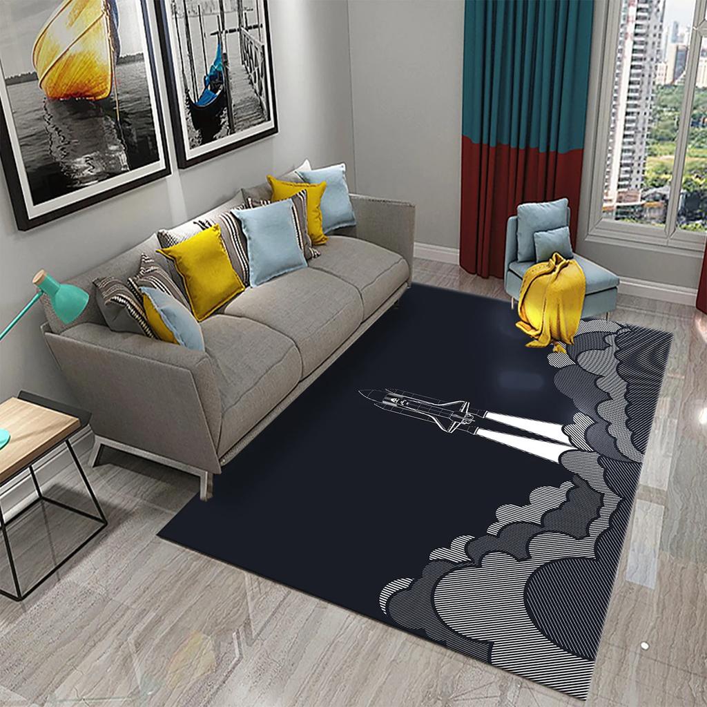 3D Cartoon Astronaut Rocket Carpet for Living Room Bedroom Decor Area Rug Kids Play Crawling Mat Floor Mats Kitchen Non-slip Rug