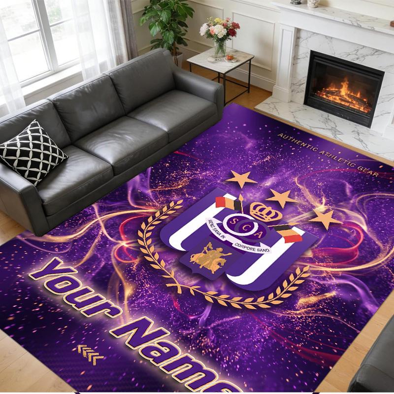 Crystal Velvet Rug Custom Name Text, Soft Non Slip Floor Mat Home DecorAnderlecht FC