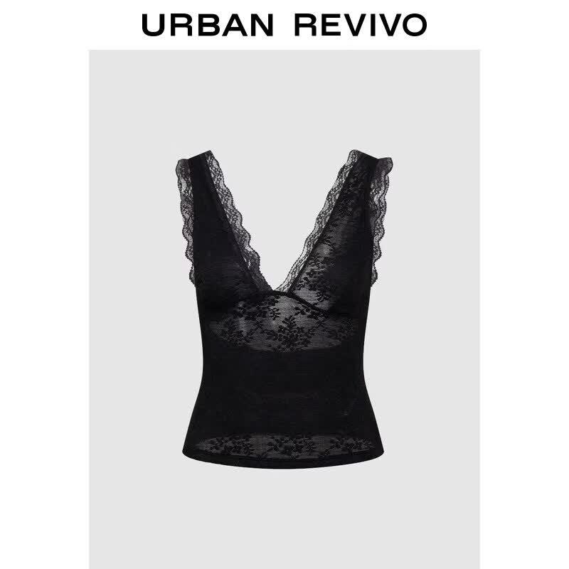 UR2026 Women s Lace V-Neck Backless Slim Vest XS
