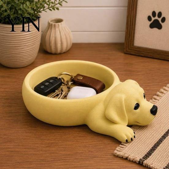 Decorative Storage Box 3D Printed Labrador Dog Tray, Cute Puppy Key Holder Decor, Compact for Small Spaces Shaped Catchall Bowl Entryway Bedroom