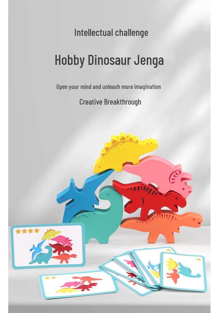 Dinosaur Stacking Blocks: Hand-Eye Coordination & Educational Wooden Toy for Kids
