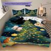 3pc Christmas Cat Cover Set - 1 Quilt Cover + 2 Pillowcases, All Seasons Bedroom Setting, Perfect for Home035
