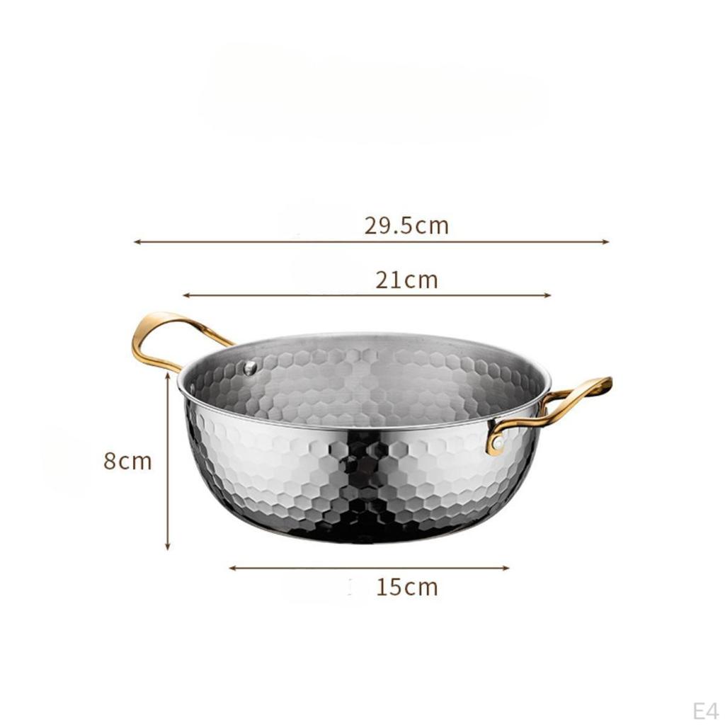 Korea Ramen Pot Instant Noodle Fast Heating Pan Dry Pots Double Ear Seafood Stainless Steel