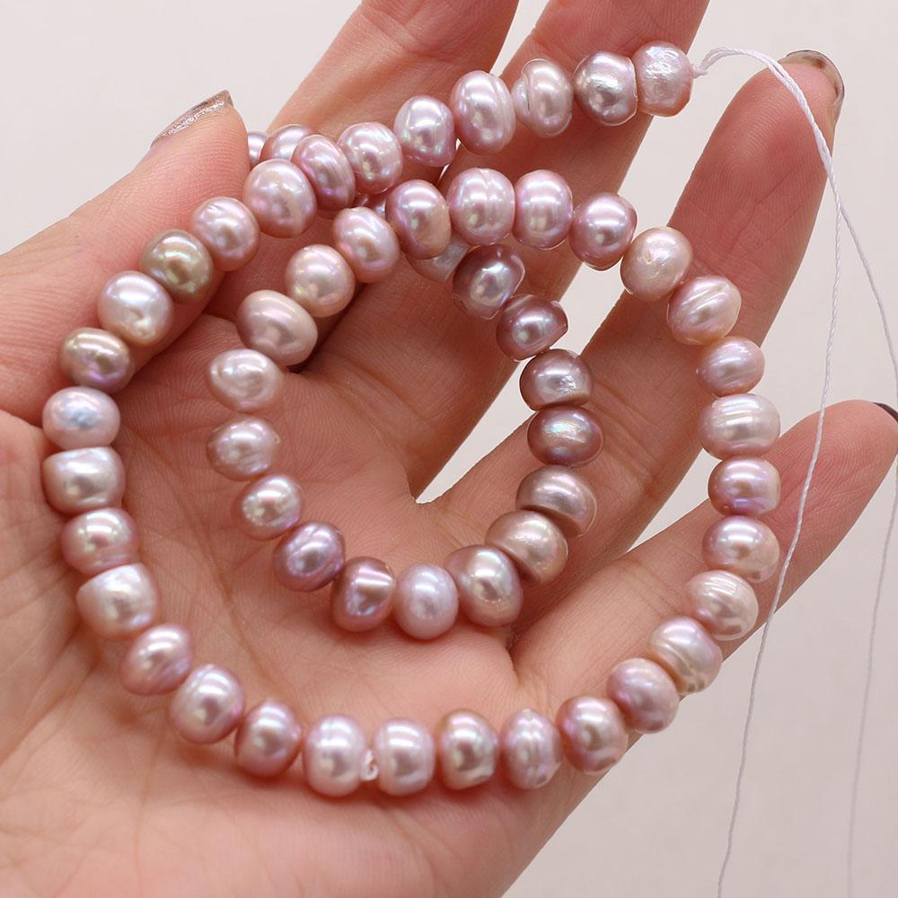 

1String, Natural Freshwater Pearls, Rondelle Pearl Beads, 8–9 mm, for DIY Necklace Bracelet, Jewelry Making, Birthday Party Crafts, 36cm 1String/8-9mm-36cm фіолетовий