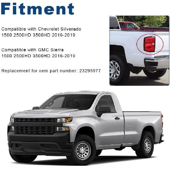 Passenger Side Tail Lamp Wiring Harness Compatible with Chevy Silverado GMC Sierra 1500 2500HD 3500HD 2016 2017 2018 2019, Replacement for 23295977,