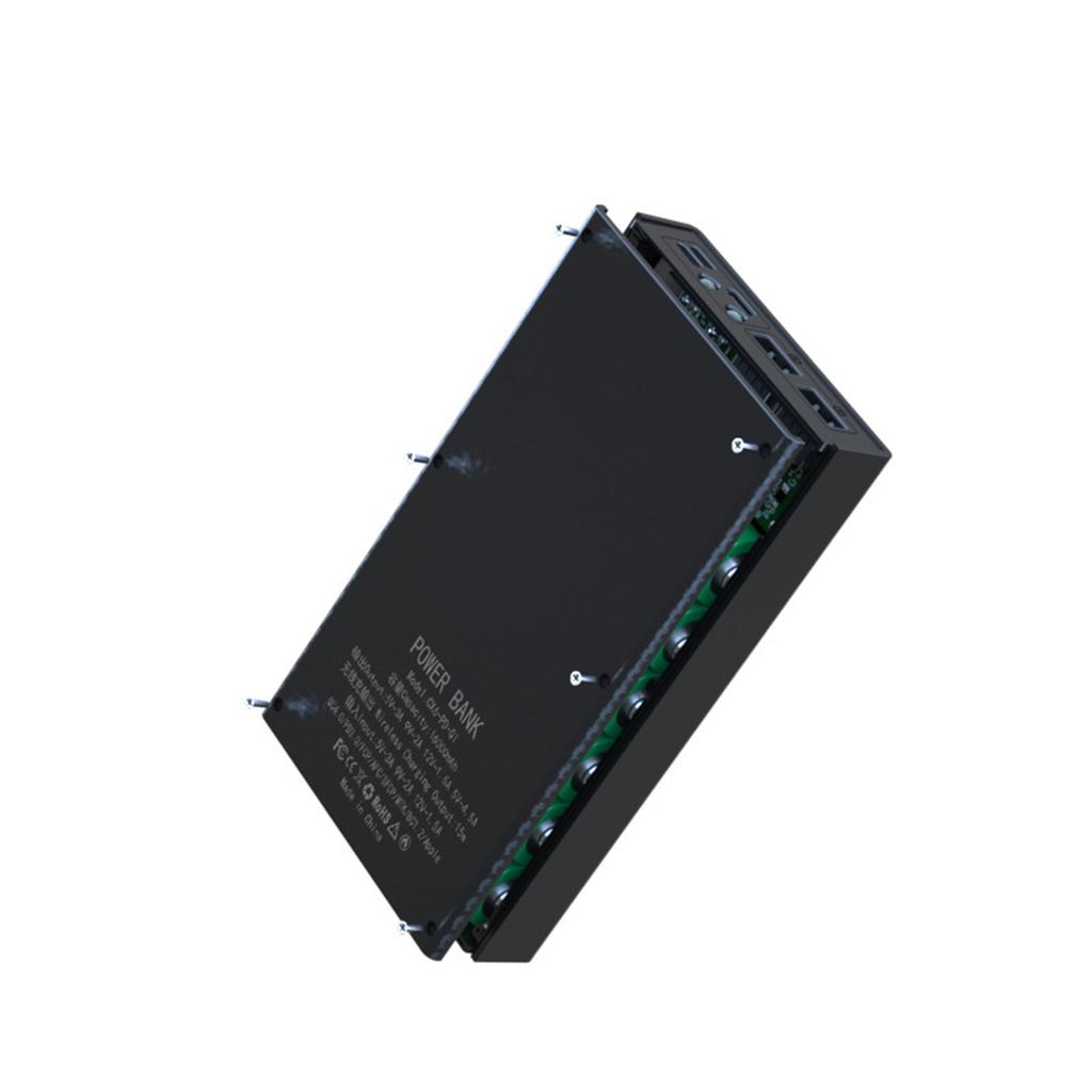 Scatola porta batterie 18650 Nera per Power Bank Fai-da-te Ricarica Wireless 15W/Ricarica Rapida 22.5W Batterie non Incluse