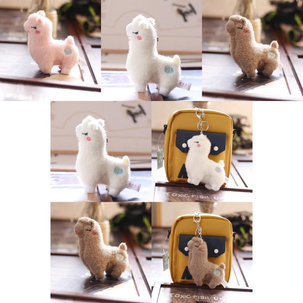 Cute Cartoon Alpaca Plush Toy Mini Fluffy Lamb Doll Keychain For Bags