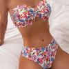 Sexy Flowers Printed Ruffled Frilled Bikini Women Swimwear Female Swimsuit Two-pieces Bikini Set Bather Bathing Suit Swim