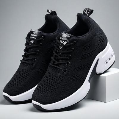Nowe damskie buty casualowe z wewnętrznym podwyższeniem, oddychające, z siateczki fly-woven, sportowe buty na platformie, buty damskie