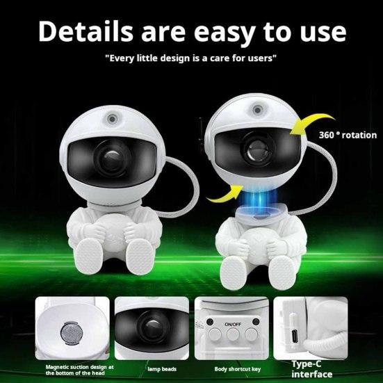 Astronaut Projector Night Light with Starry Effects Remote Control & Timer Star Projector 360-degree Rotating Immersive Starry Sky Lamp for Bedroom