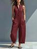 Casual Women's Sleeveless Stand-Collar Pocket Jumpsuit
