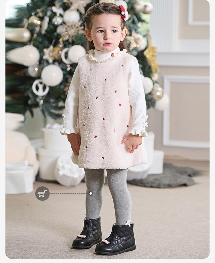 David Bella Children's Plush Vest Skirt Winter New Baby Dress Girls' Christmas Red Warm Skirt
