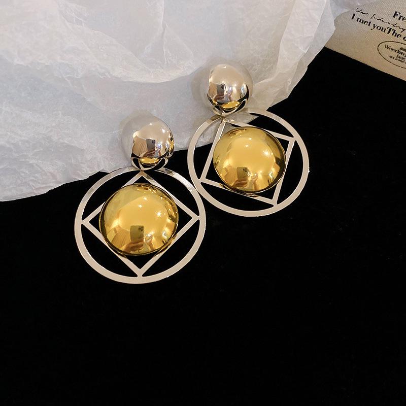 Vintage Silver Needle Round Flower Tassel Earrings - Retro Metallic Studs for Women