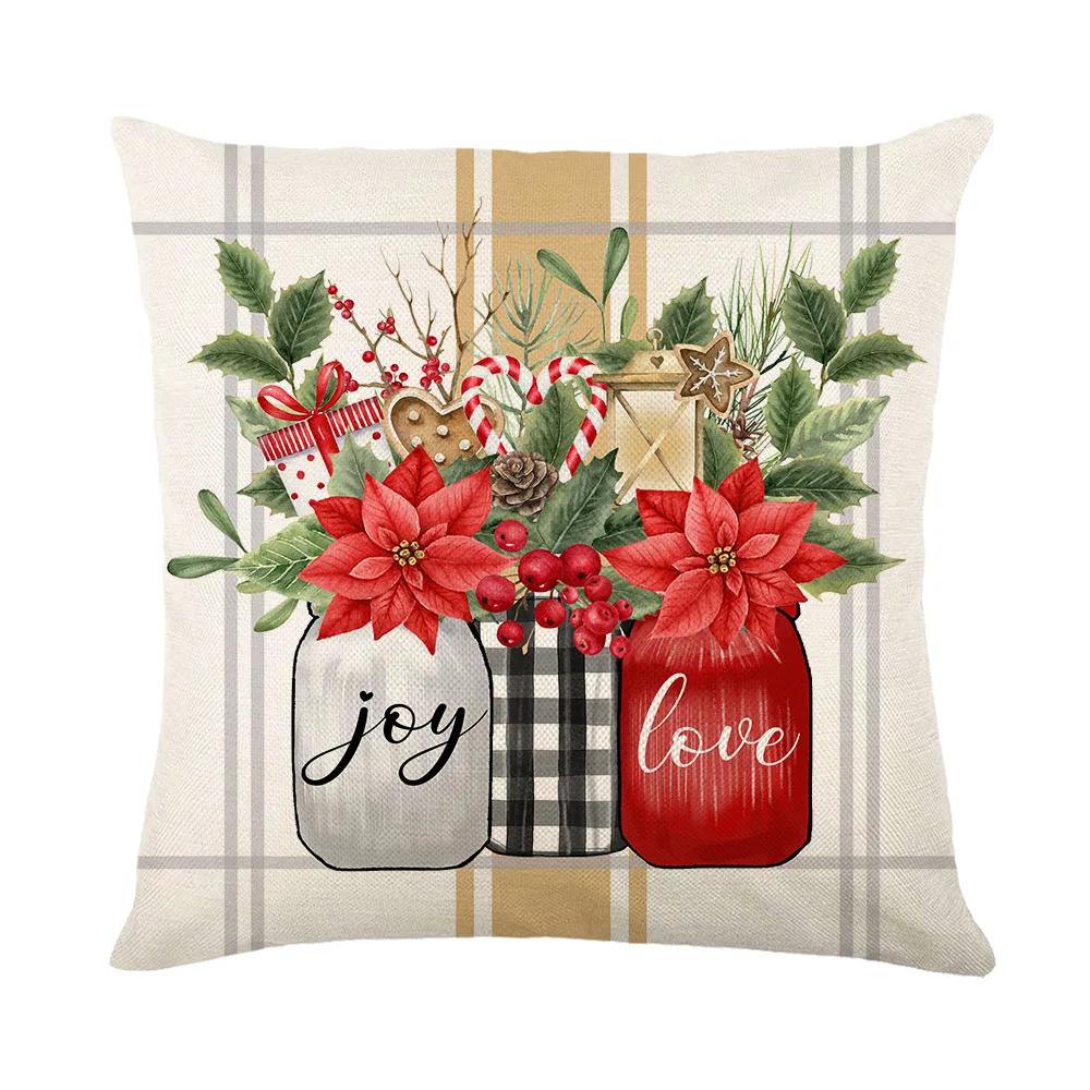 

Рождественские украшения Наволочка для диванной подушки 18x18 дюймов Рождественская льняная наволочка Разноцветный горошек Клетка Полоска Наволочка 30x30cm12x12Inch
