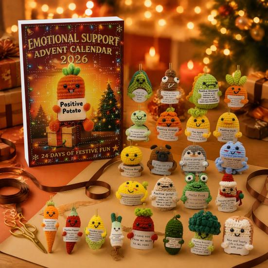 Unique Holiday Gift Emotional Support Advent Calendar, 24 Day Countdown Box with Ritualistic Unboxing Experience Inspirational Quote Acrylic Pendants,