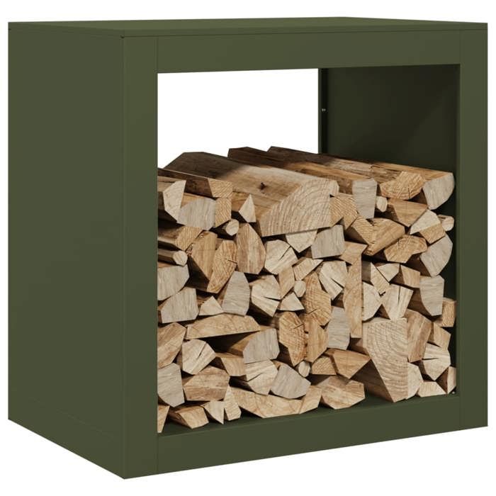 VidaXL Portant de bois de chauffage vert 60x40x60 cm acier, magasin de bûches, porte-bûches de cheminée, support de bûches, 851006