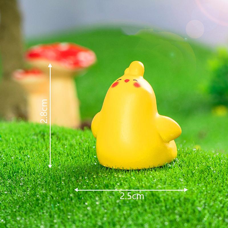 Miniatures Figurines Cute Cartoon Yellow Chicken Animal Landscape Ornaments Creative DIY Home Decorations Accessories Gifts
