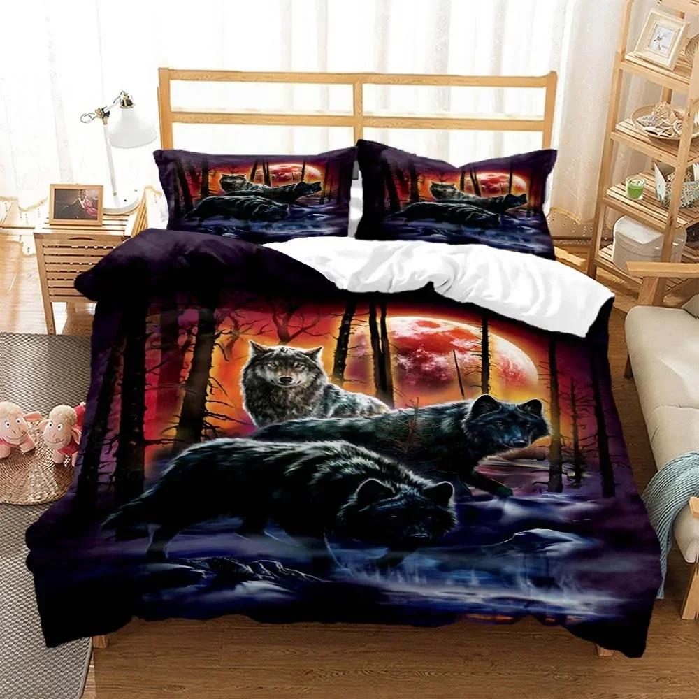 Wolf Digital Print Polyester Bedding Sets Child Kids Covers Boys Bed Linen Set For Teens Bedding Set Bed Comforter Set