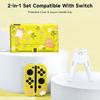 1 Piece Orange Cat and Flower Protective Case with 1 Gamepad Grip for Switch NS/Oled, Drop and Scratch Resistant