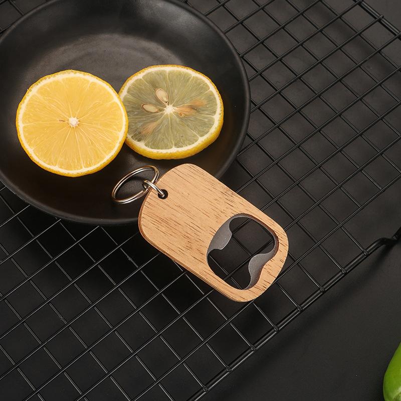 Bottle Opener Pendants Red Wine Wood Bar Key Chains Rings Portable Holder Creative Alloy Beer Gift Accessories