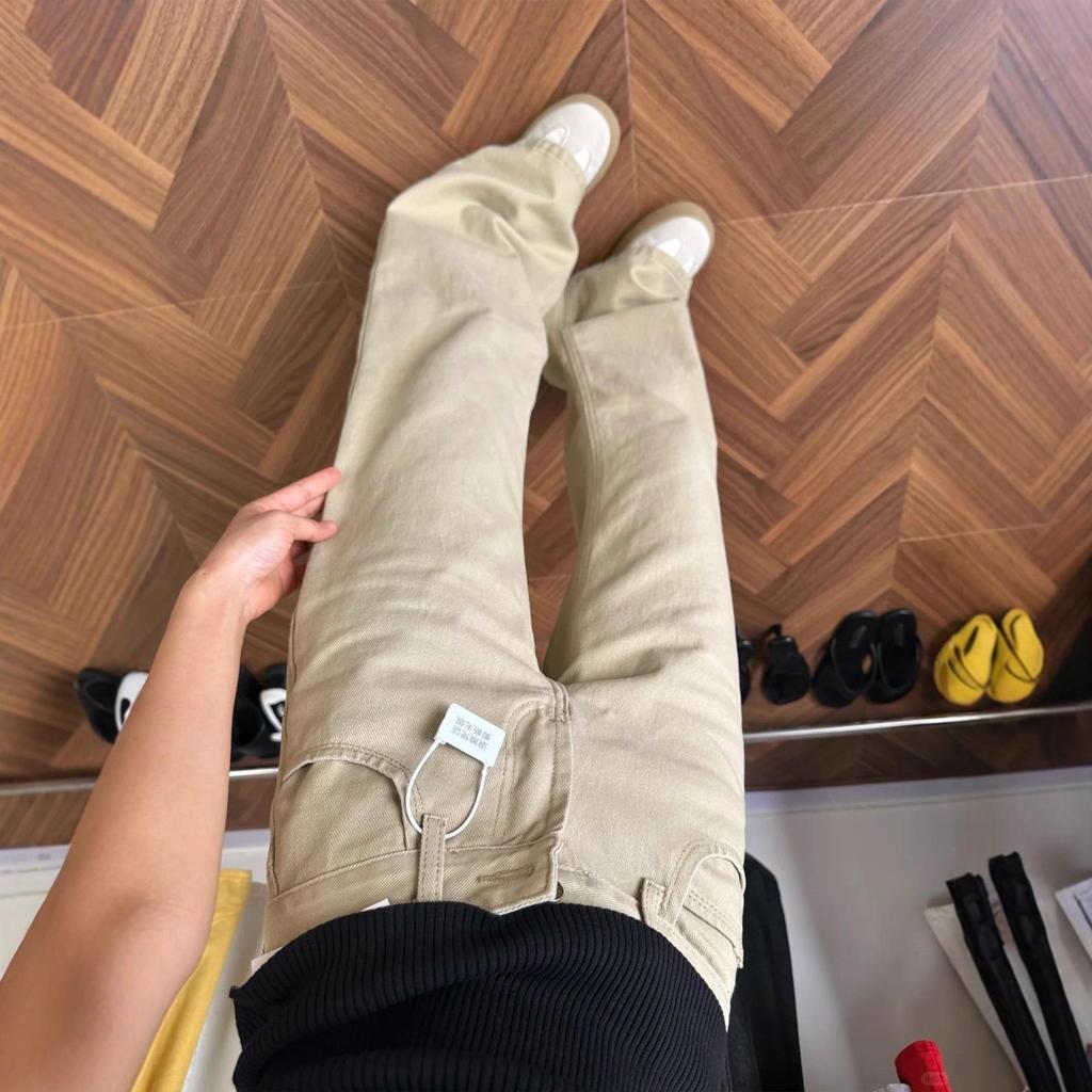 Damen Khaki Retro Micro-Flare Low-Waist Jeans - Herbst 2025