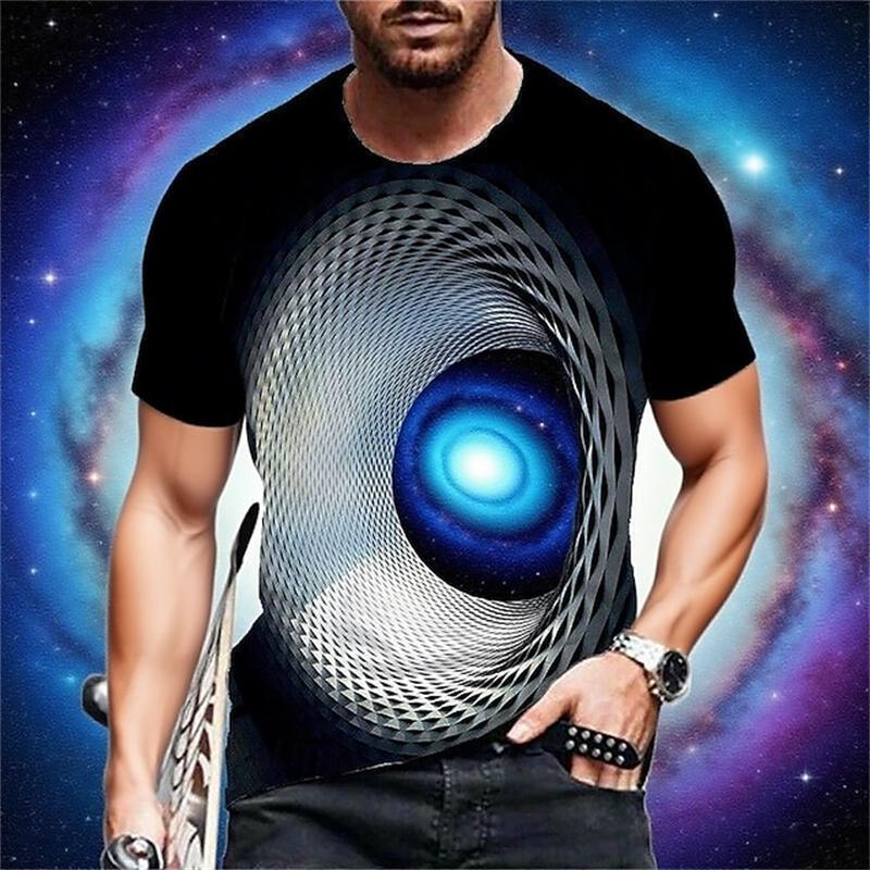 Fashion Three-dimensional Vortex Printed Men T Shirt Sales Personality Fun Graphic T Shirts For Men Oversized Tees