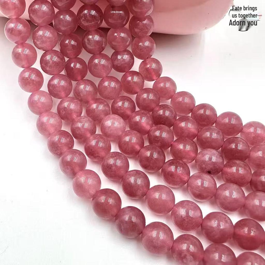 Natural Ice Strawberry Quartz Round Beads for DIY Crystal Bracelets - High-End Jewelry Accessories