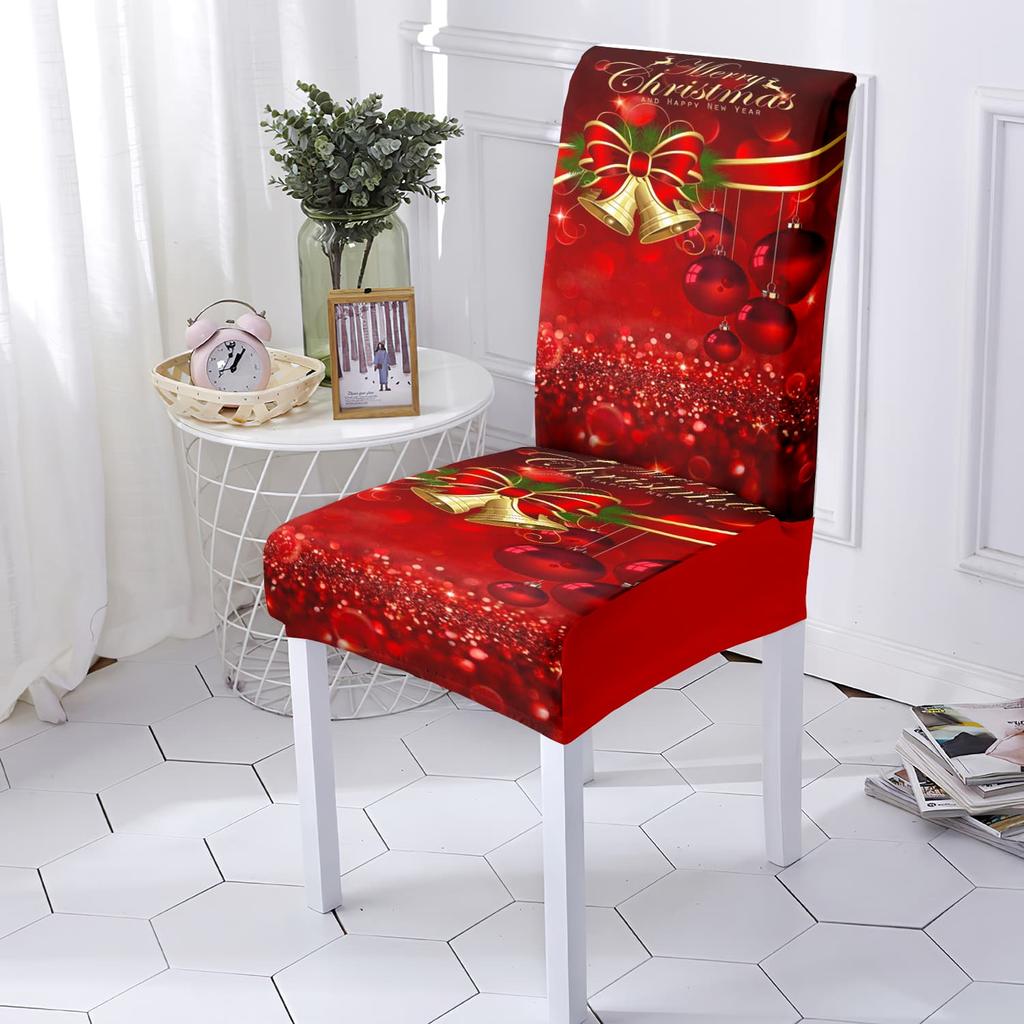 1/4/6pcs Christmas Chair Cover Stretch Spandex Fabric Washable Suitable for Hotel Restaurant Banquet Home Chair Cover