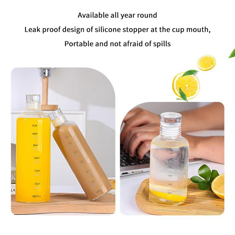 High-Temp Resistant Borosilicate Glass Drink Bottle Graduated Water Cup For Daily Hydration